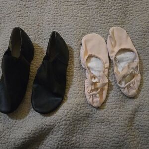 Kids Ballet Shoes - Pink and Black Dance Slippers